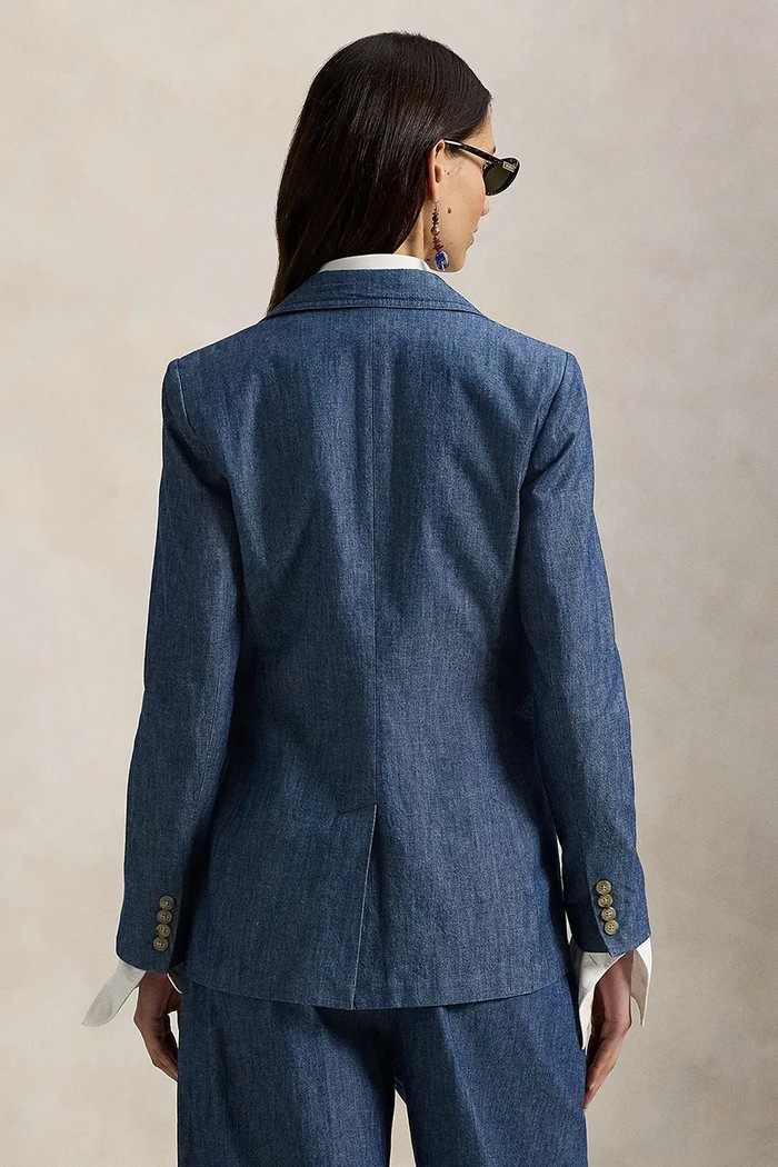 Polo Ralph Lauren marynarka damska bawełniana 211A96197 niebieski SS26