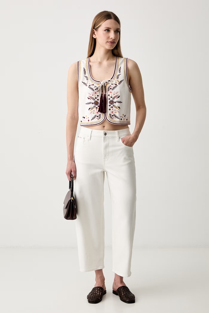 Pedro del Hierro kamizelka damska bawełniana 7653723 biały SS26