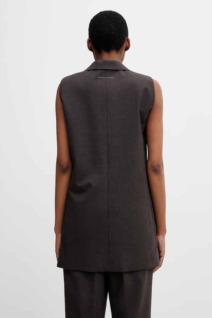 Ruházat MM6 Maison Margiela női egysoros mellény gyapjúval S62FB0087.M35733 barna