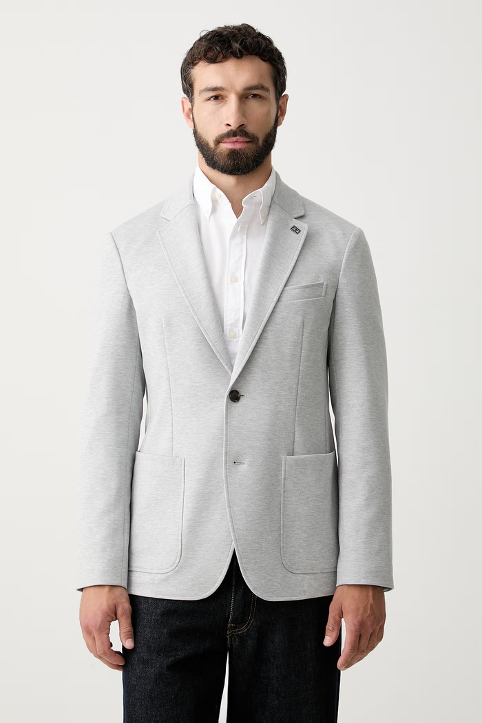 Tommy Hilfiger jednoradové sako pánske s viskózou sivá MW0MW41795