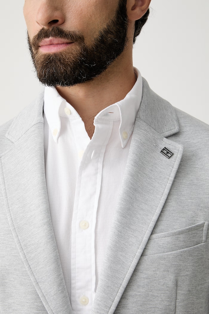 Tommy Hilfiger jednoradové sako pánske s viskózou MW0MW41795 sivá