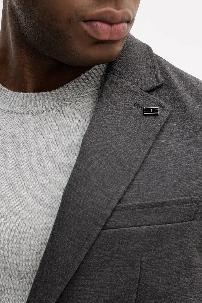 Tommy Hilfiger μονόπετο σακάκι ανδρικό με βισκόζη MW0MW41795 γκρί