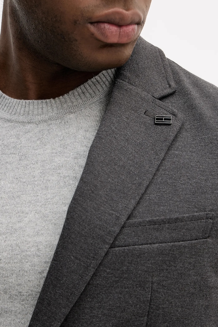 Tommy Hilfiger μονόπετο σακάκι ανδρικό με βισκόζη MW0MW41795 γκρί