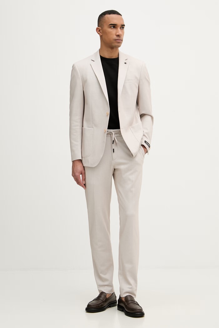 Karl Lagerfeld sacou cu un singur rând de nasturi pentru bărbați 562010.155280 bej SS26