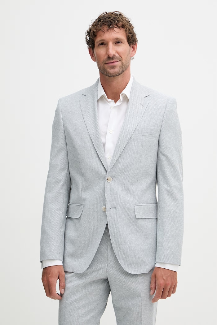 BOSS costum casual pentru bărbați, cu amestec de in Jeckson 50561822 albastru SS26