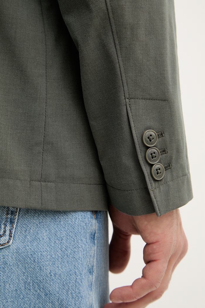Armani Exchange marynarka jednorzędowa męska z dodatkiem wełny XM002079.AF22403 zielony