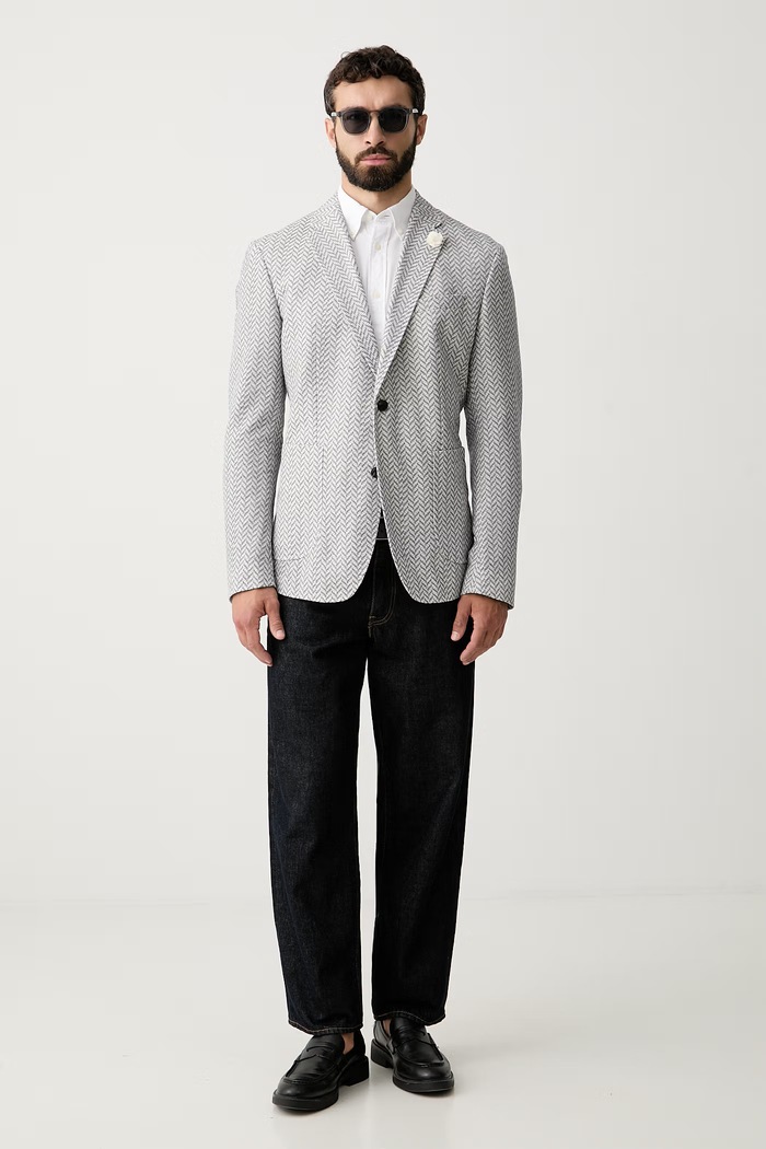 Joop! Μονόπετο σακάκι ανδρικό με βισκόζη 30102462 μπλε SS26