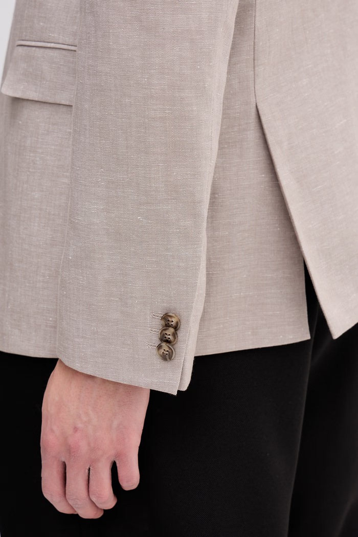 HUGO Однобортный пиджак мужской с добавлением льна Arti253X 50559674 бежевый