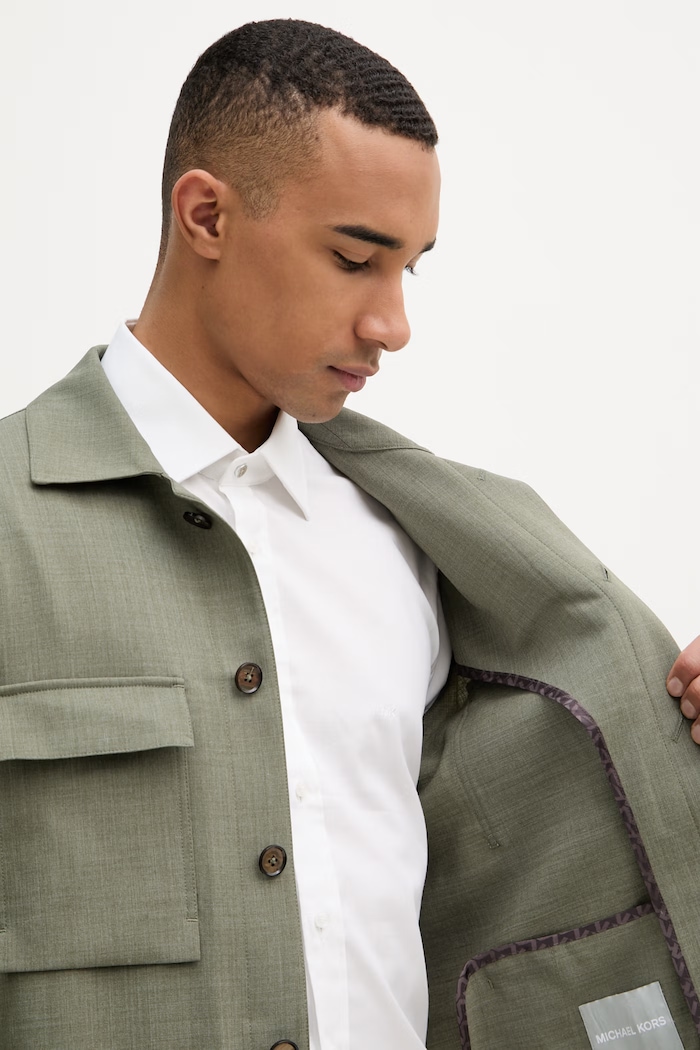 Michael Kors košeľová bunda pánska s prímesou vlny MK0SB01201