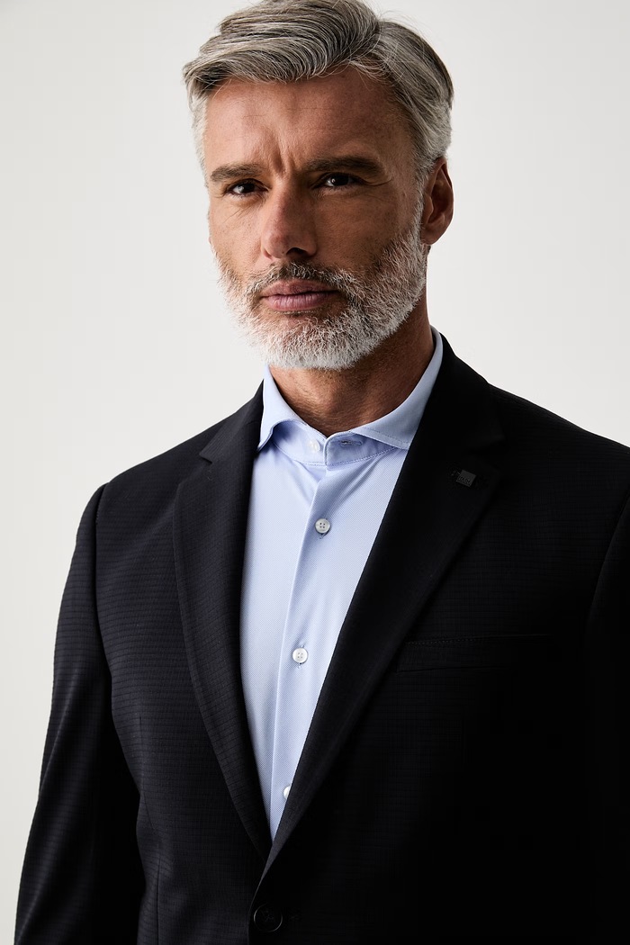 Karl Lagerfeld marynarka jednorzędowa męska z wiskozą granatowy 561034.155280