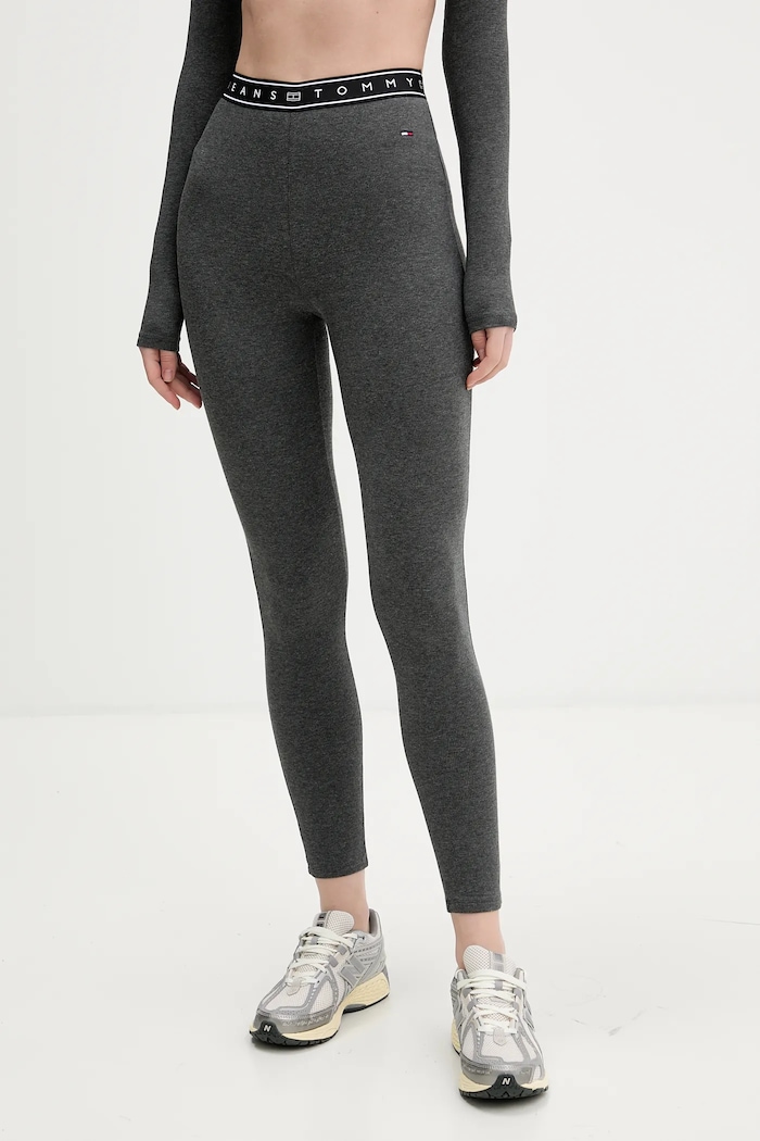Tommy Jeans legging elasztánnal szürke DW0DW22554