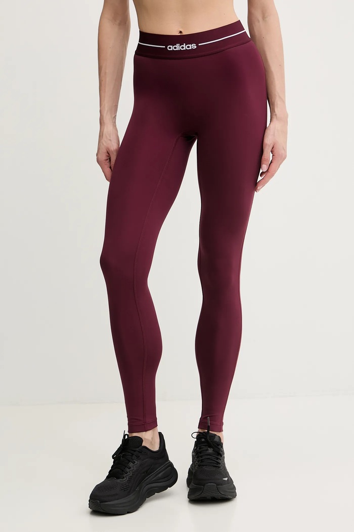 Tréningové legíny adidas Performance Hyperglam s elastanom burgundské KC7675