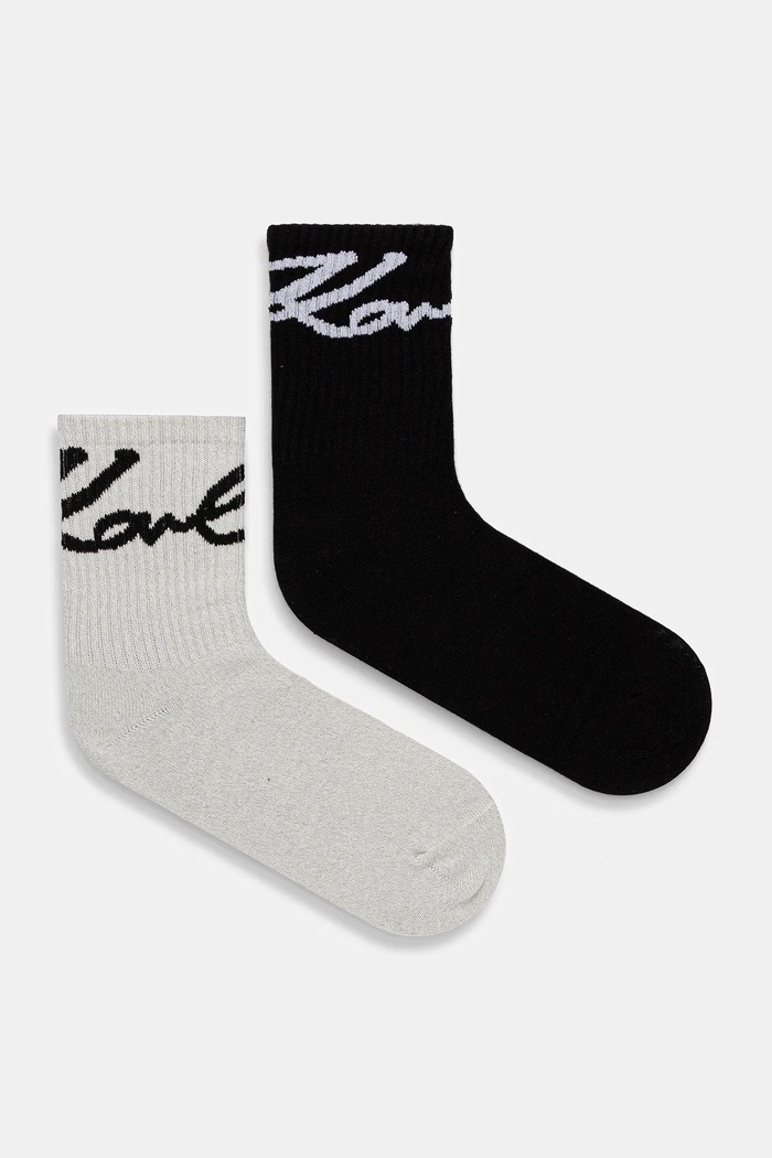 Nogavice Karl Lagerfeld SIGNATURE LUREX 2-pack Drobni vzorec črna A4W47017