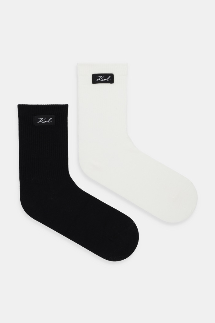 Ponožky Karl Lagerfeld K/SIGNATURE 2-pack nášivka černá B1W47036