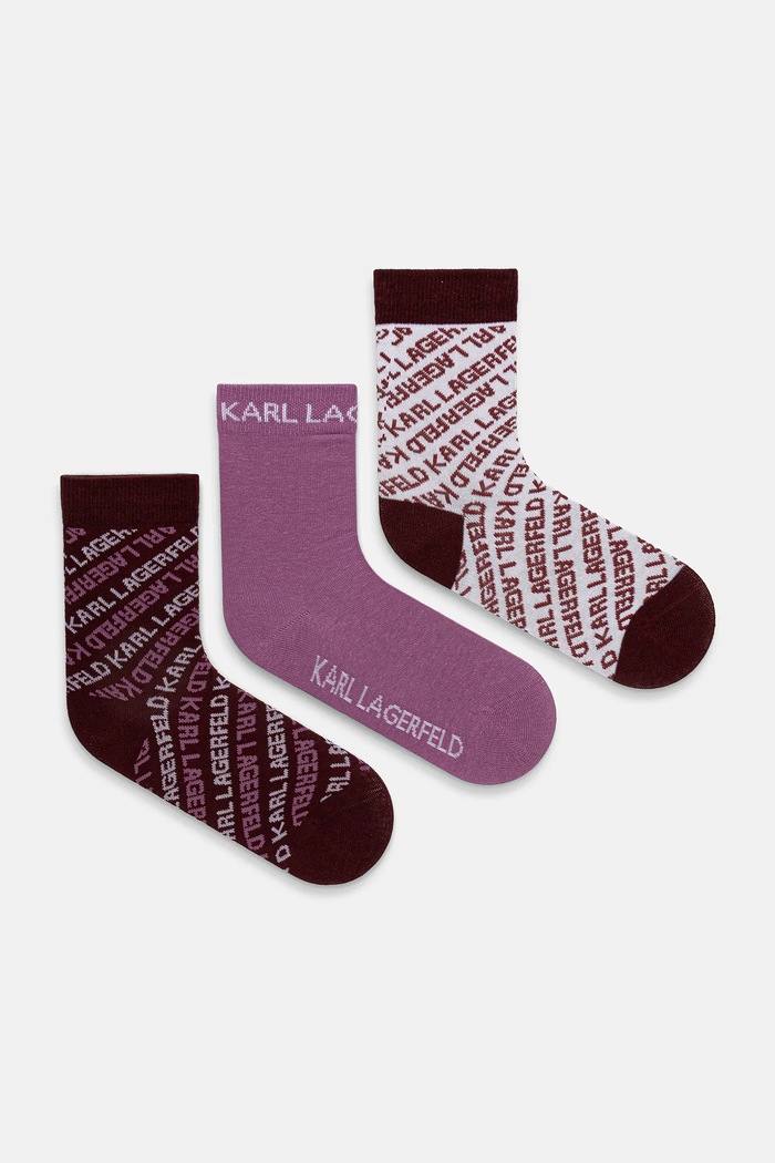 Nogavice Karl Lagerfeld K/MONOGRAM 3-pack Visoke nogavice bordo A4W47033