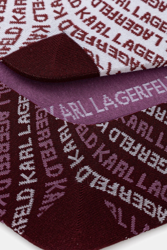 Nogavice Karl Lagerfeld K/MONOGRAM 3-pack A4W47033 bordo SS26