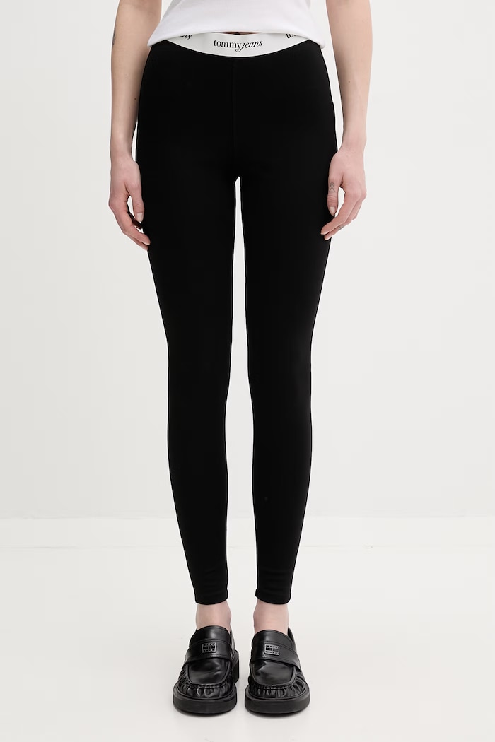 Tommy Jeans legíny dámske s viskózou čierna DW0DW22768