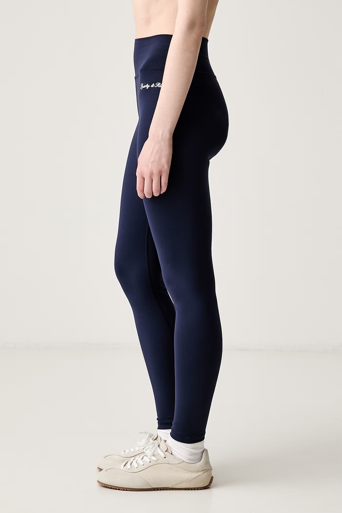 Sporty & Rich legginsy damskie Signature Logo PA00275326BL106 granatowy SS26