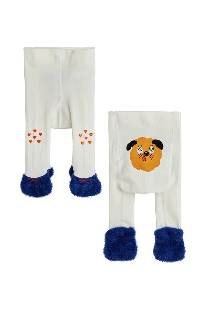 Pančuchy pre bábätká Mini Rodini Doggie 26160117 biela SS26