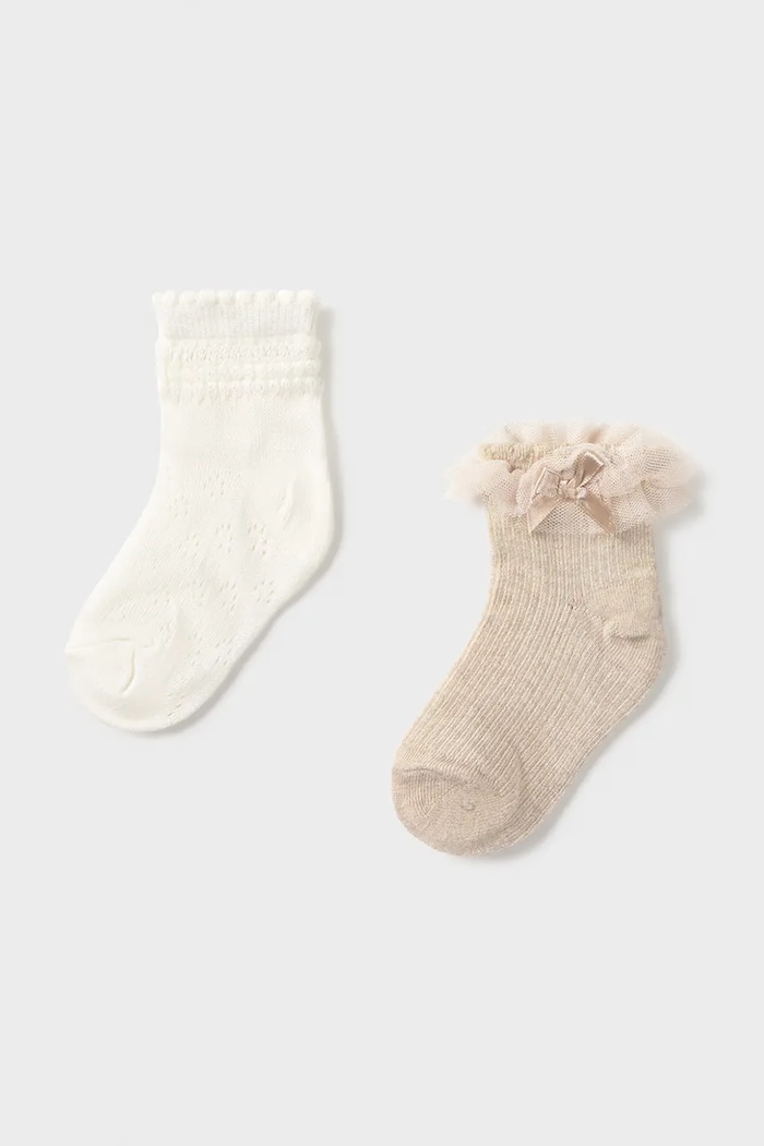 Mayoral șosete copii 2-pack bej 10140.4D.Baby.PPY2