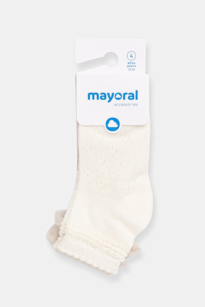 Fete Mayoral șosete copii 2-pack 10140.4D.Baby.PPY2 bej