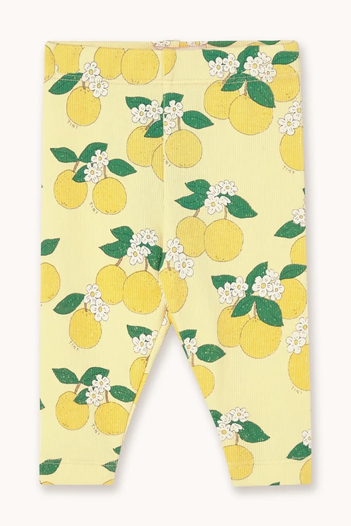 Tinycottons legginsy niemowlęce ORANGES RIB BABY PANT wzorzyste żółty SS26.117