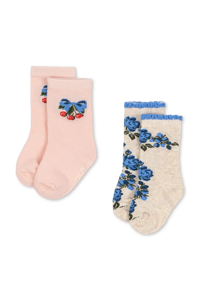 Otroške nogavice Konges Sløjd 2 PACK FLOWER AND CHERRY JACQUARD SOCKS 2-pack pisana KS104584.PPY2
