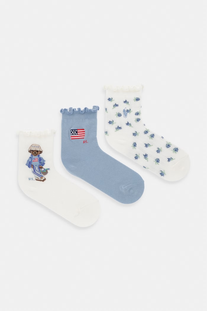 Detské ponožky Polo Ralph Lauren 3-pak modrá 446P11072001