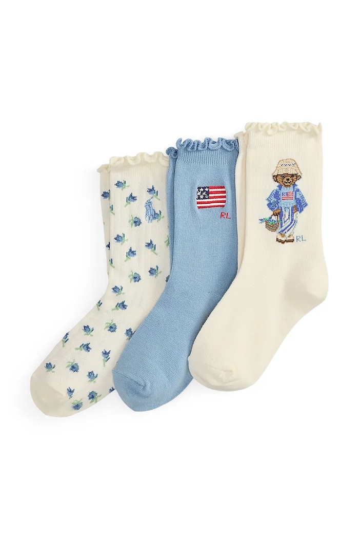 Polo Ralph Lauren detské ponožky 3-pak modrá 447P11072001