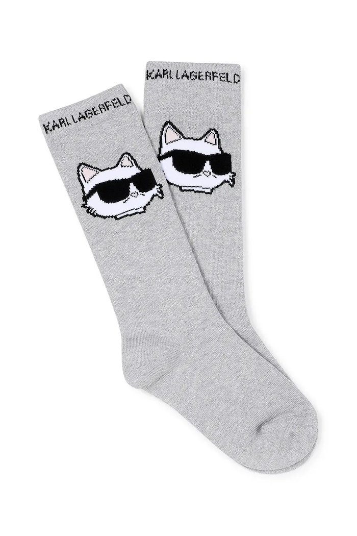 Detské bavlnené ponožky Karl Lagerfeld 2-pak Z31205 sivá SS26