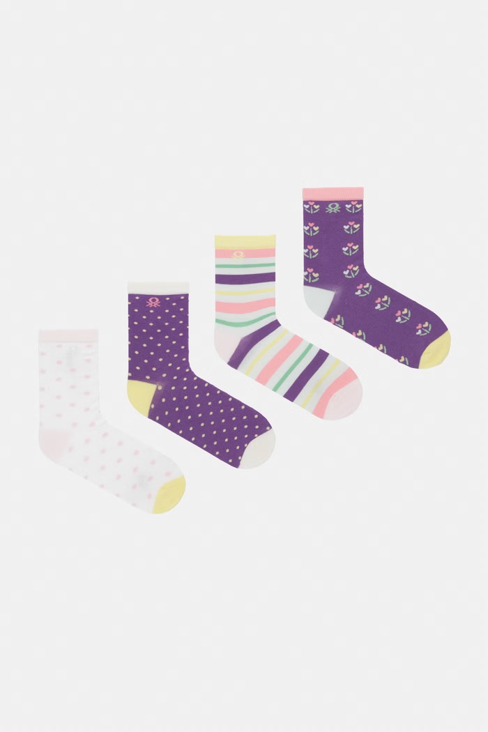 United Colors of Benetton skarpety dziecięce 4-pack fioletowy 6AO3R7008.G.G.Stagional
