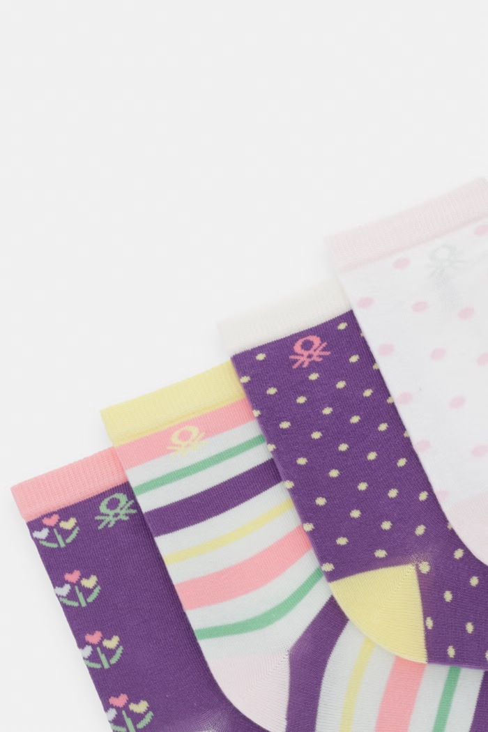 United Colors of Benetton skarpety dziecięce 4-pack 6AO3R7008.G.G.Stagional fioletowy SS26