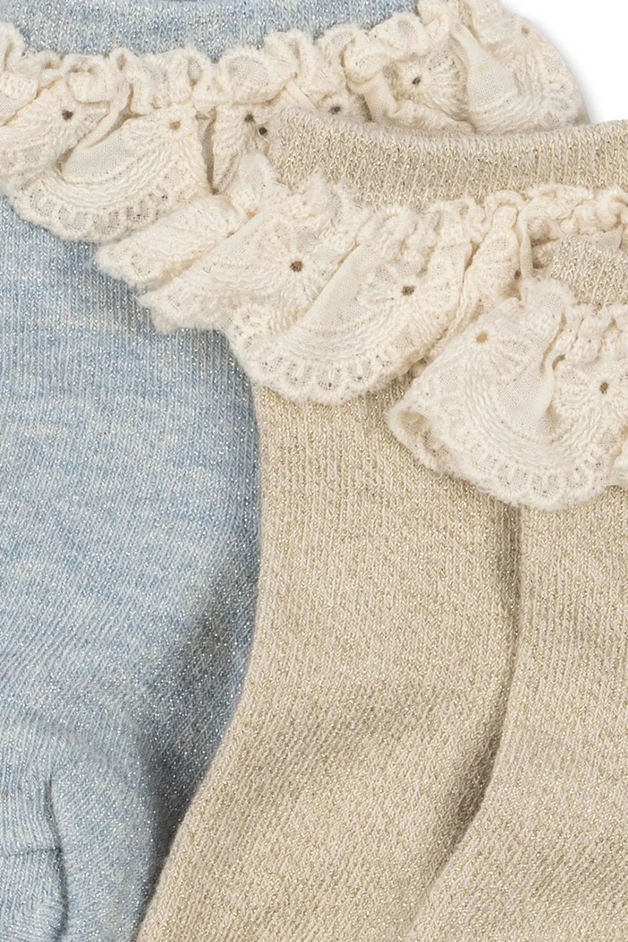 Konges Sløjd gyerek zokni 2 PACK GLITTER FRILL SOCKS 2-es csomag KS105221.PPY2 kék SS26