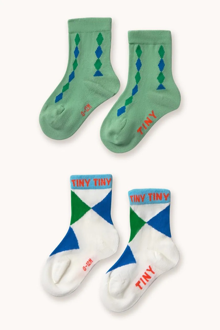 Tinycottons skarpetki dziecięce DIAMOND MEDIUM SOCKS 2-pack turkusowy SS26.540
