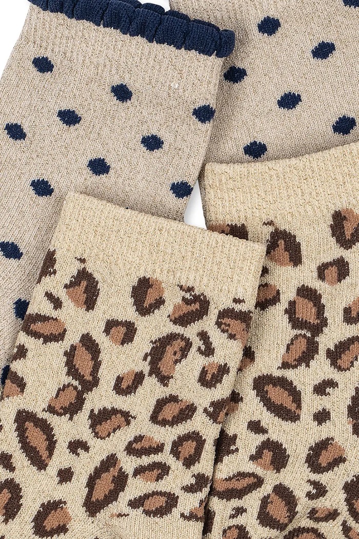 Dětské ponožky Konges Sløjd 2 PACK LEO AND DOT GLITTER JACQUARD SOCKS 2-pack KS104592.PPY2 béžová SS26
