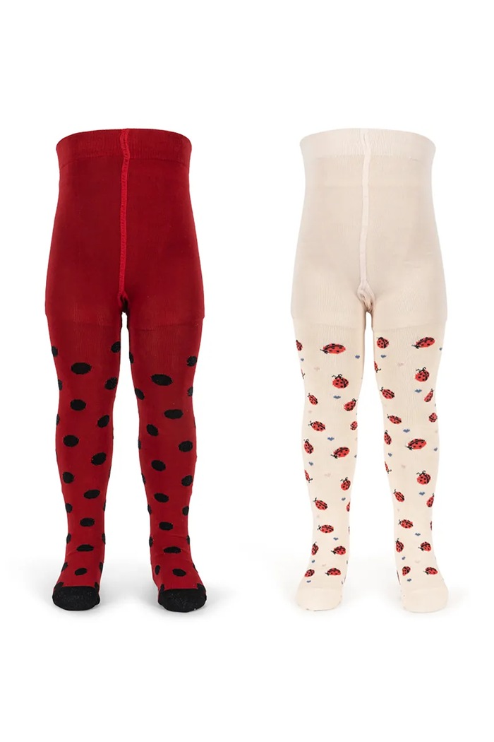 Konges Sløjd hulahopke za djecu 2 PACK LADYBUG JACQUARD TIGHTS crvena KS104591.PPY2