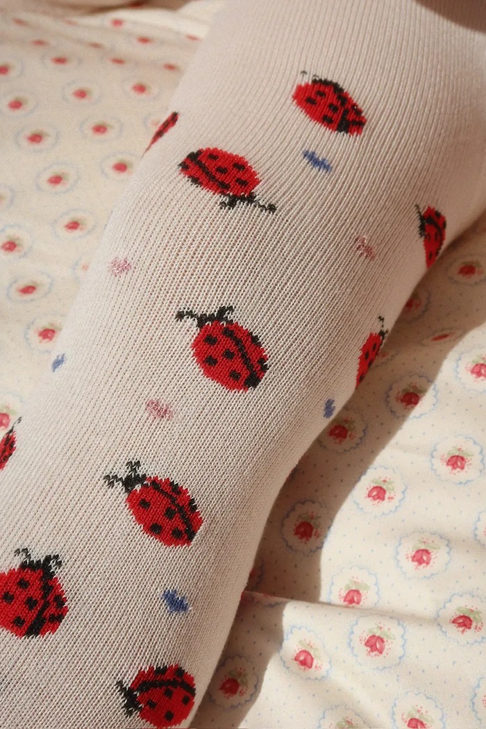 Konges Sløjd hulahopke za djecu 2 PACK LADYBUG JACQUARD TIGHTS KS104591.PPY2 crvena