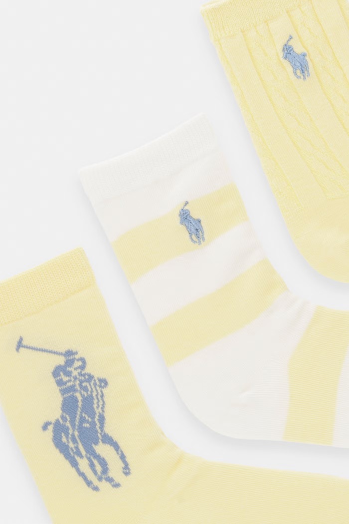 Detské ponožky Polo Ralph Lauren 3-pak 447P11078002 žltá SS26