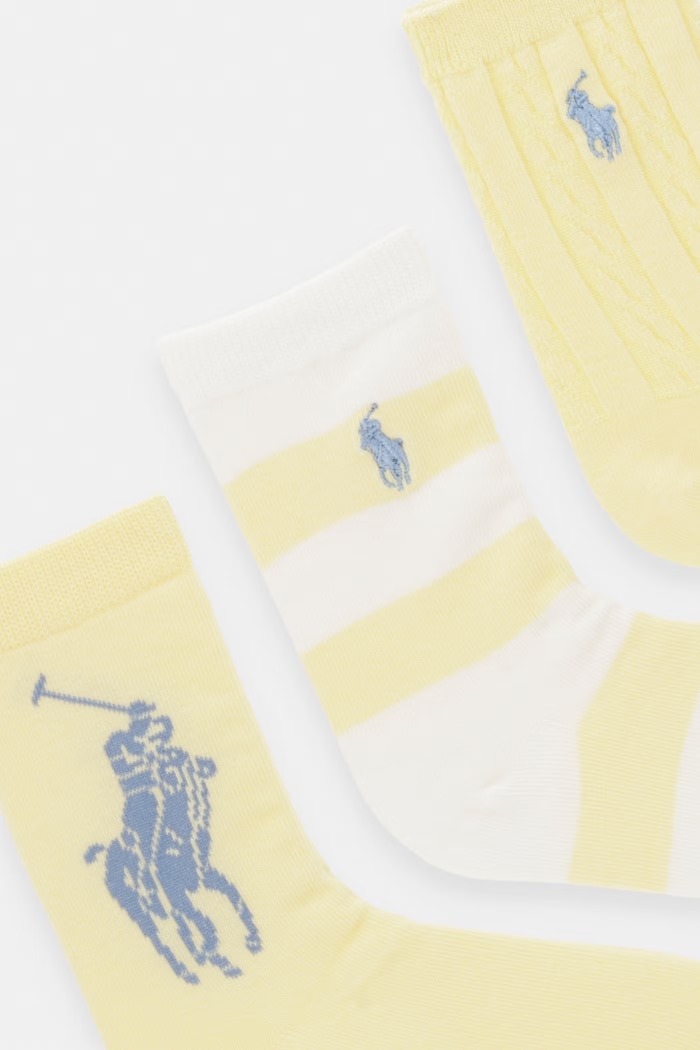 Detské ponožky Polo Ralph Lauren 3-pak 447P11078002 žltá SS26