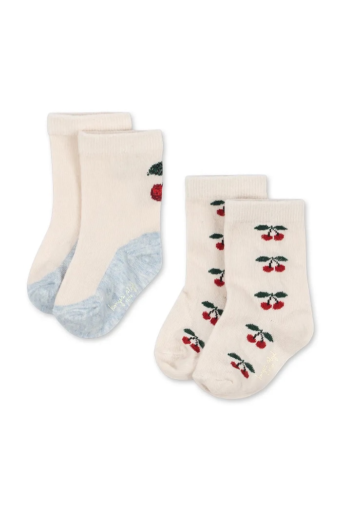 Konges Sløjd κάλτσες παιδικές 2 PACK JACQUARD CHERRY SOCKS 2-pack μπεζ KS105222.PPY2