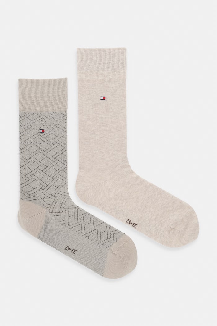 Κάλτσες Tommy Hilfiger 2-pack μελανζέ μπεζ 701238493
