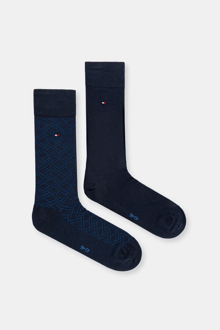 Nogavice Tommy Hilfiger 2-pack Visoke nogavice mornarsko modra 701238493