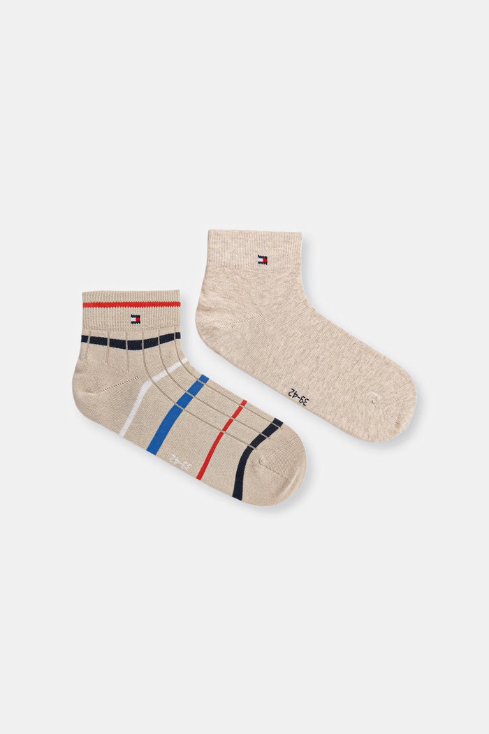 Κάλτσες Tommy Hilfiger 2-pack λεπτό μοτίβο μπεζ 701238501