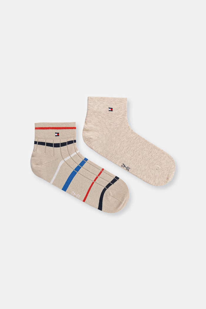 Κάλτσες Tommy Hilfiger 2-pack λεπτό μοτίβο μπεζ 701238501