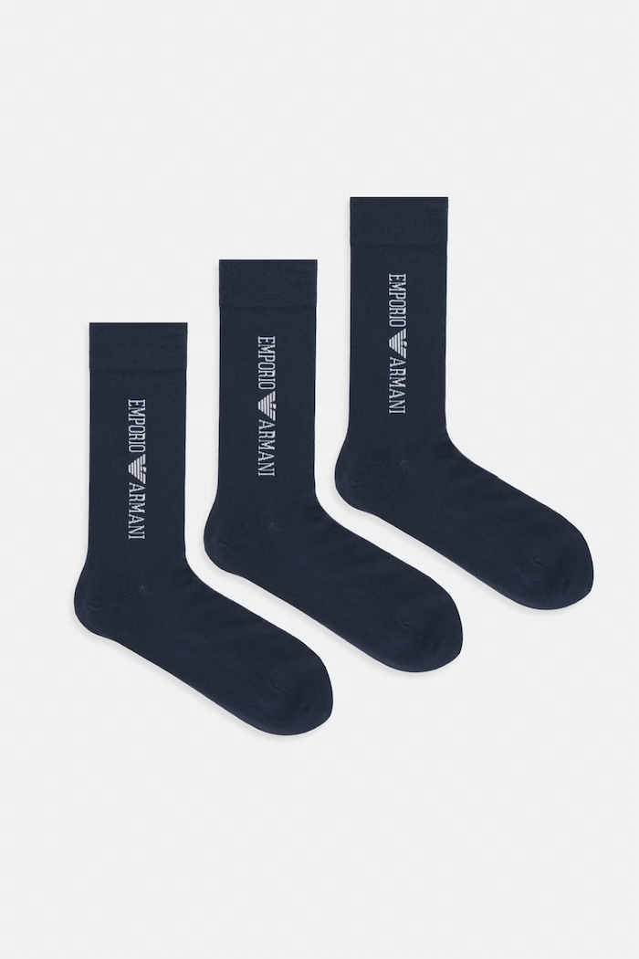 Ponožky Emporio Armani Underwear 3-pak dlhé ponožky tmavomodrá EM000554.AF20083