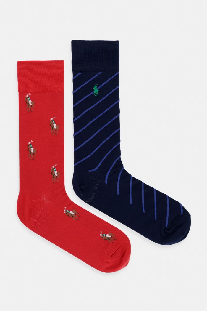 Ponožky Polo Ralph Lauren 2-pak dlhé ponožky červená 449P11942