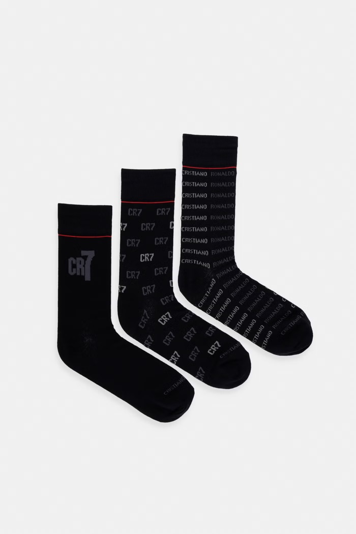 CR7 Cristiano Ronaldo șosete 3-pack sosete lungi negru 8273.80.163
