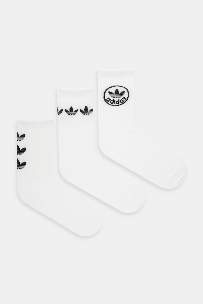 Κάλτσες adidas Originals Trefoil 3-pack ψηλές κάλτσες λευκό JW4043