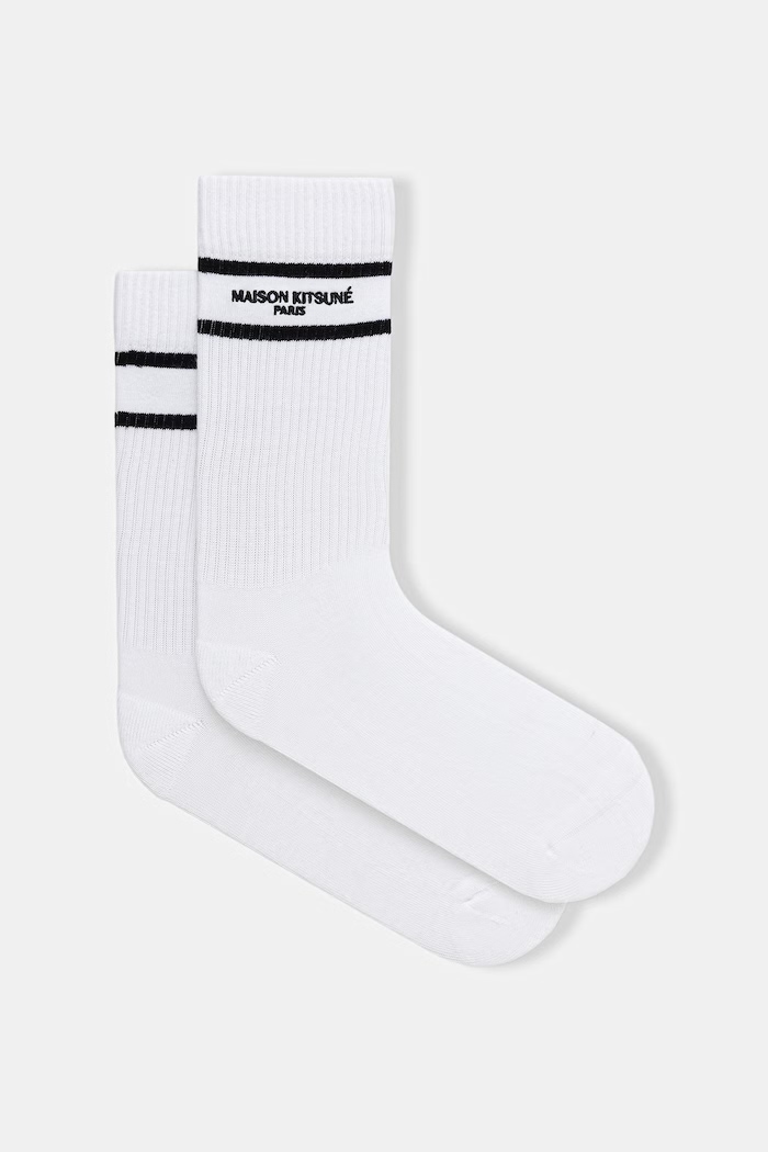 Носки Maison Kitsuné длинные носки белый QU06401KT1173