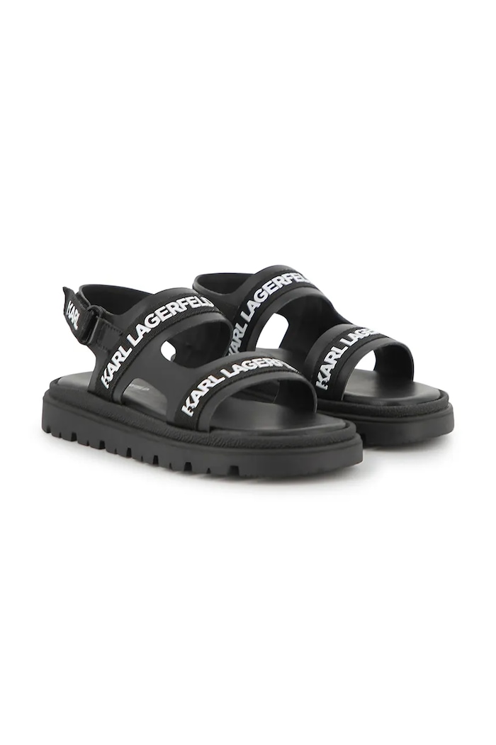 Karl Lagerfeld Σανδάλια παιδικά δερμάτινα μαύρο Z31176.28.35